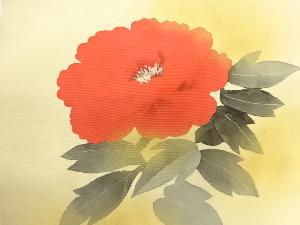 アンティーク　塩瀬手描き牡丹模様名古屋帯